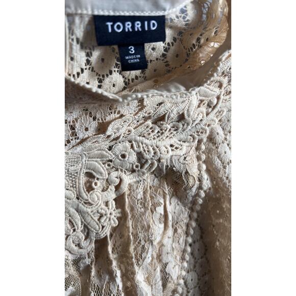 Torrid Mixed Lace Victorian High Neck Sheer Blouse – Plus 3X - Picture 9 of 12